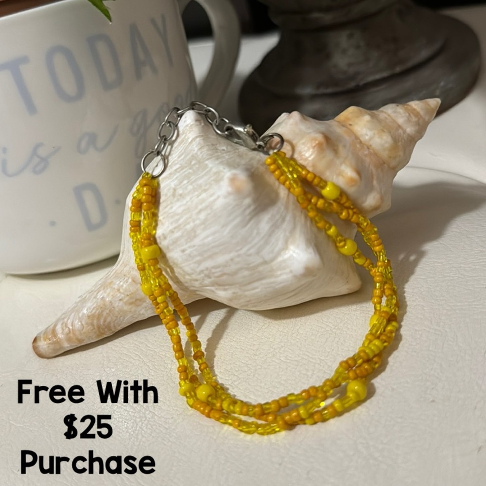 Free With $25 Purchase-Pier 1 Beaded Bracelet-Seed Bead-Lobster Clasp-Adj Length